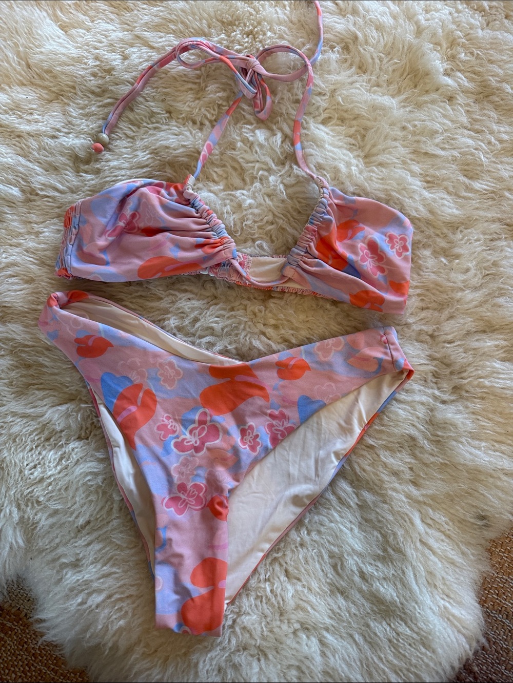 Women's Pink Floral Print Bikini Set Hawaii brand